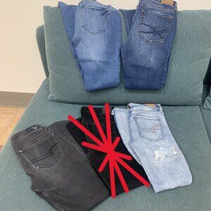 JUNIORS - 4pc LOT, JEANS sz 0-2 Refuge Aeropostal AEO DISTRESSED RIPPED Skinny